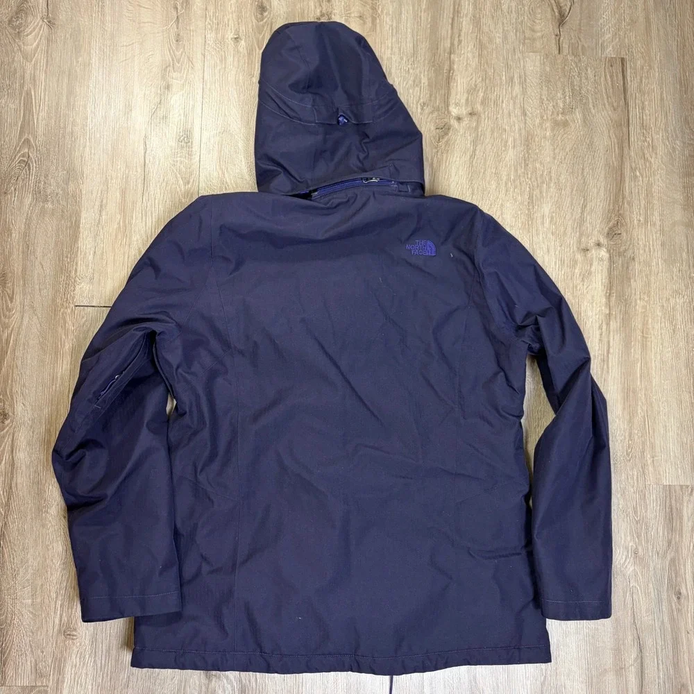 The North Face Womens Fleece Lined Jacket XL Blue Hooded Pit Zips Winter